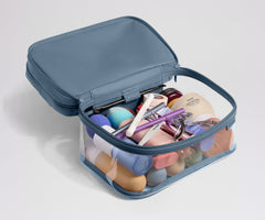 Clear Cosmetic Case in Coast Blue