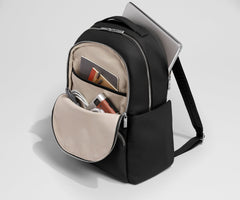Leather Backpack in Jet Black
