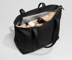 Leather Tote in Jet Black