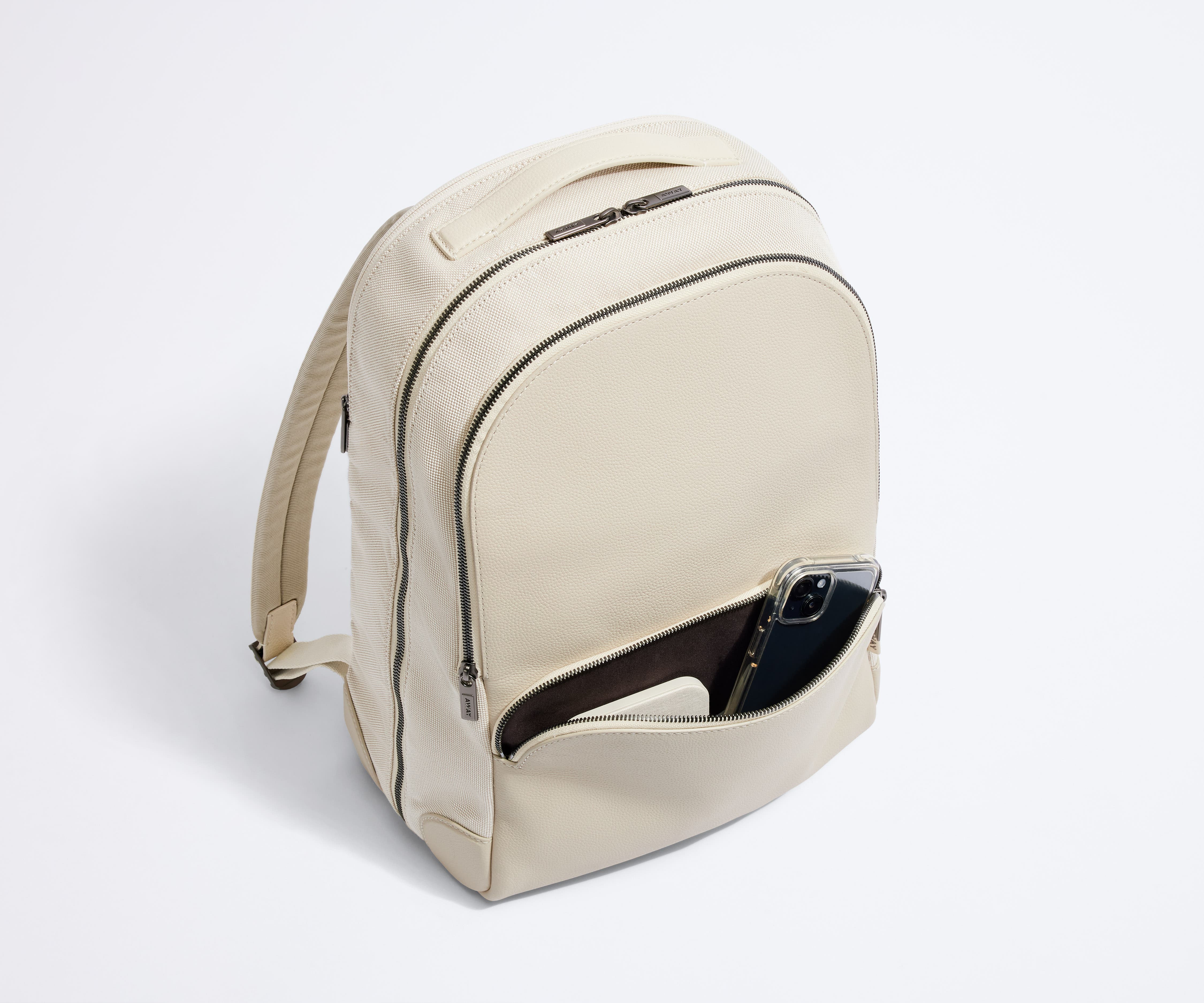 The Transit Leather Backpack in Cream White
