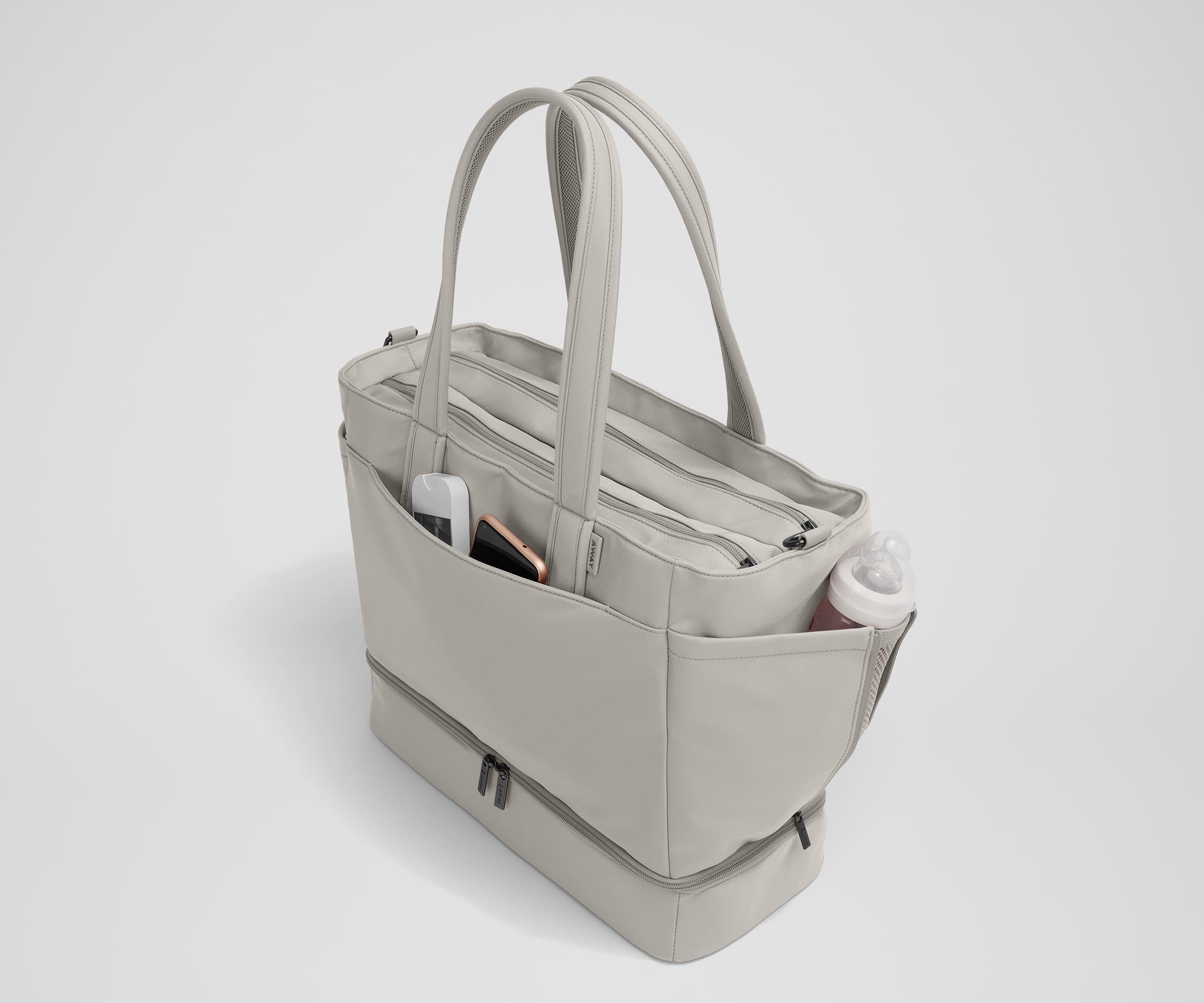 The Double Diaper Tote in Cloud Gray
