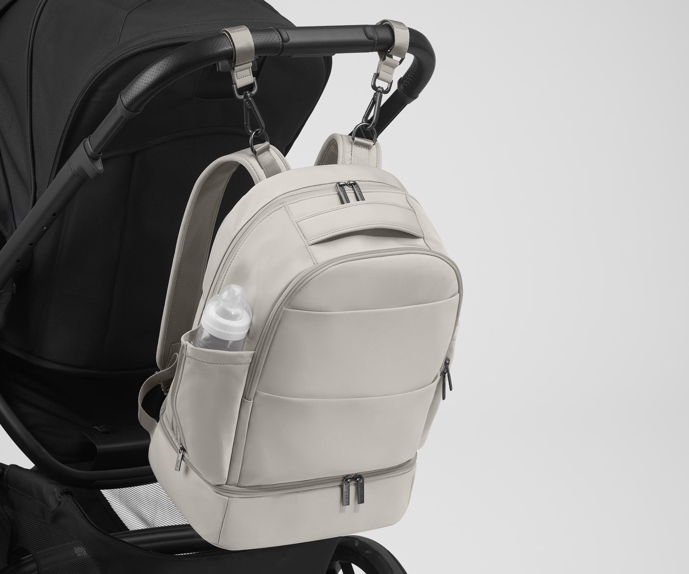 The Double Diaper Backpack in Cloud Gray