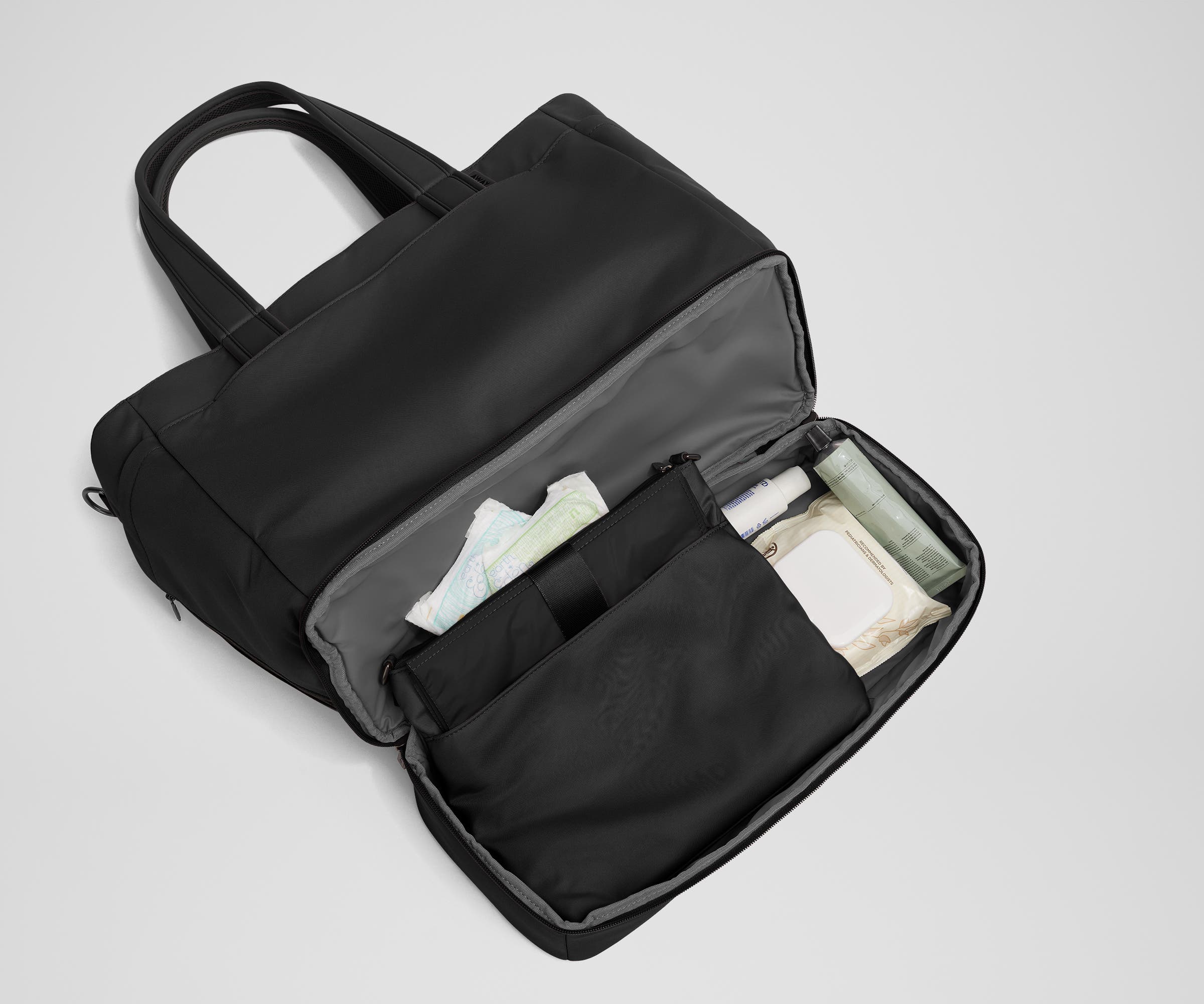 The Double Diaper Tote in Jet Black