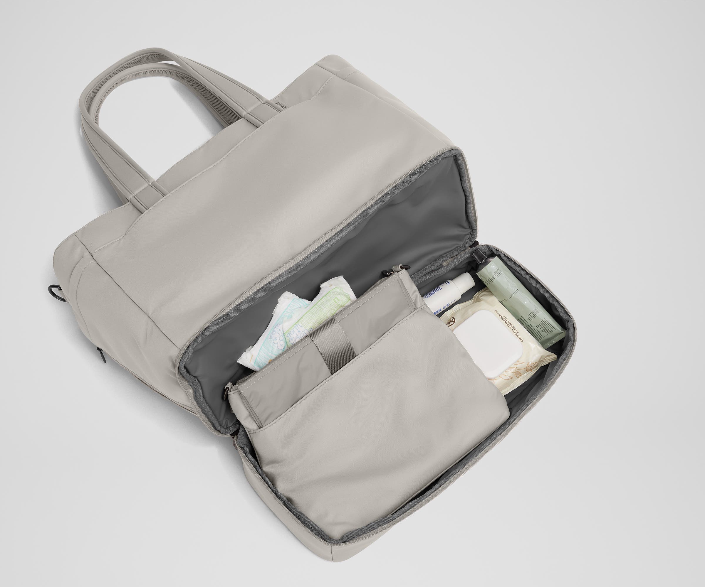 The Double Diaper Tote in Cloud Gray