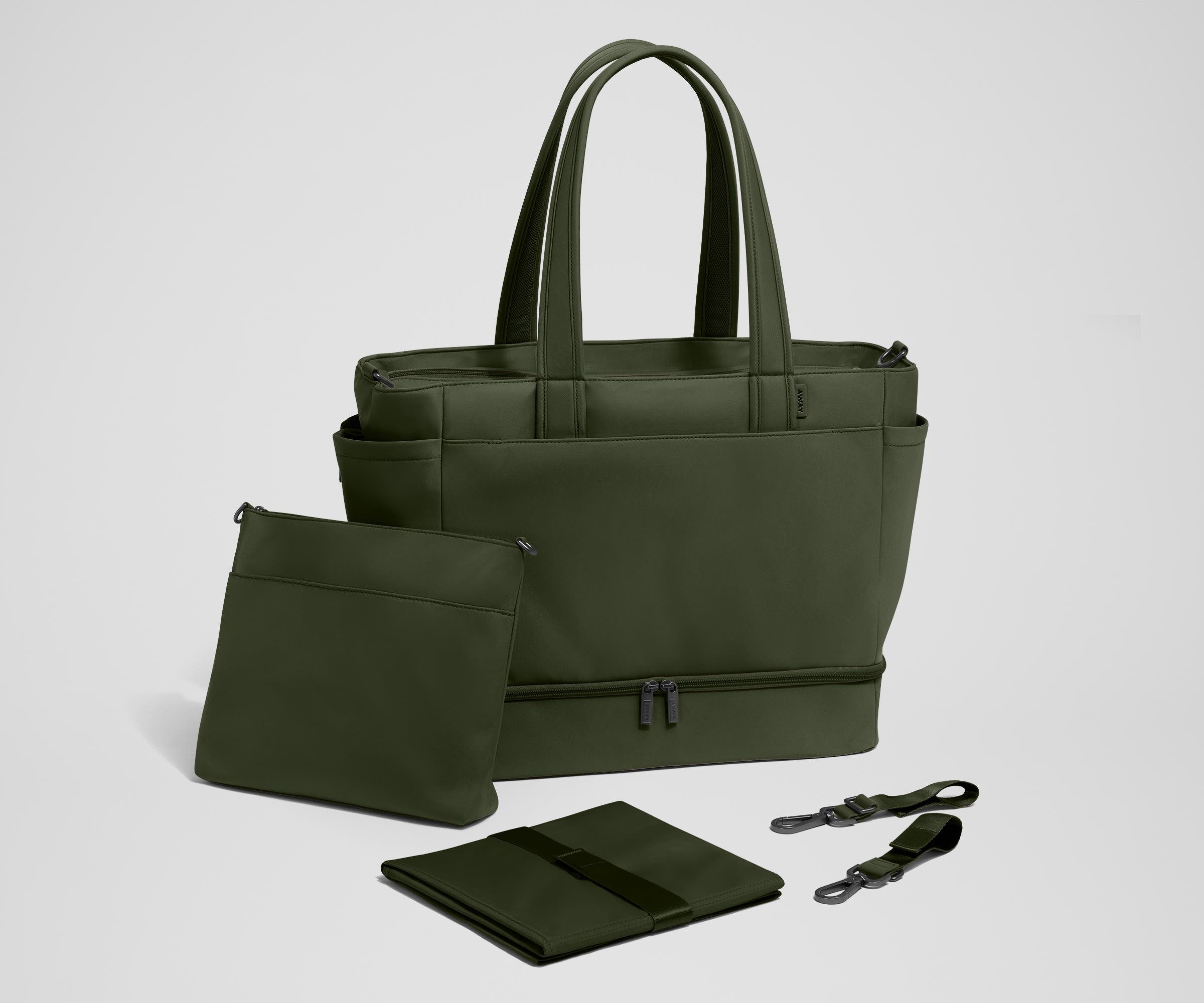 The Double Diaper Tote in Olive Green