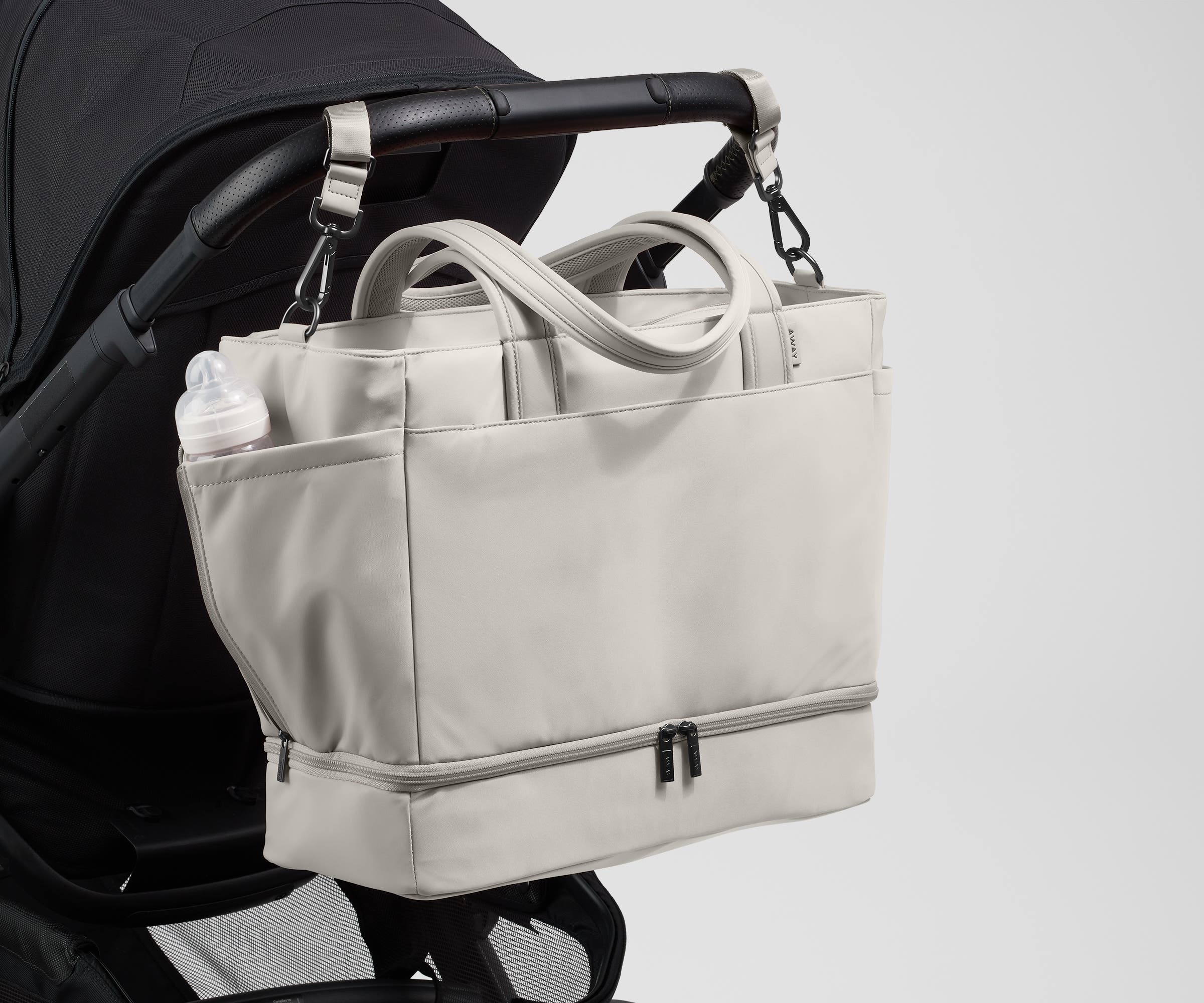 The Double Diaper Tote in Cloud Gray