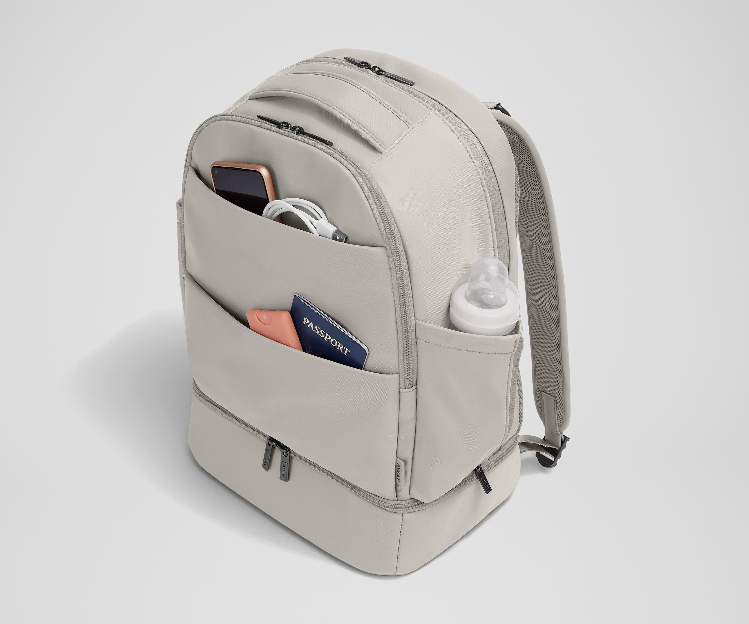 The Double Diaper Backpack in Cloud Gray