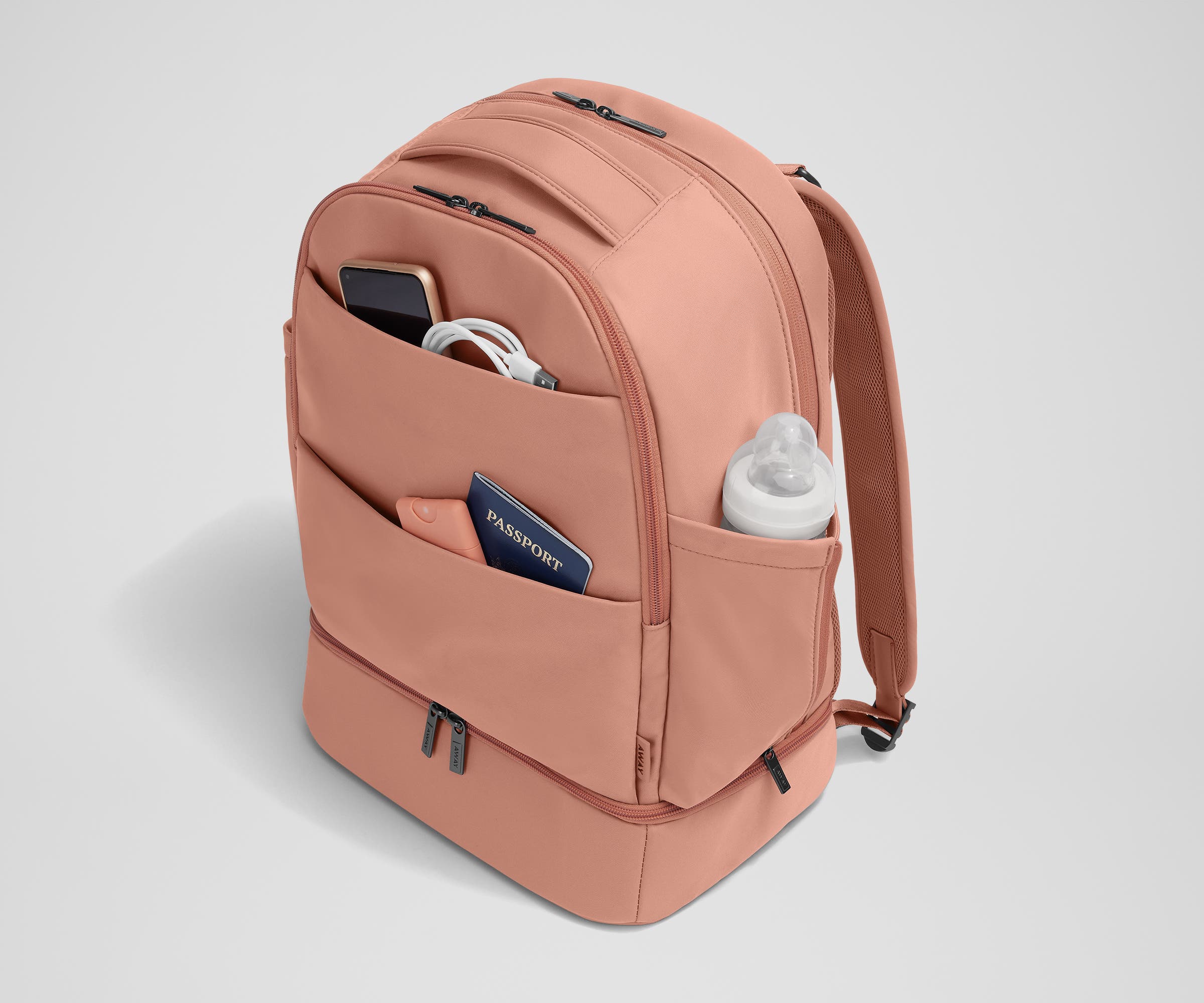 The Double Diaper Backpack in Clay Pink