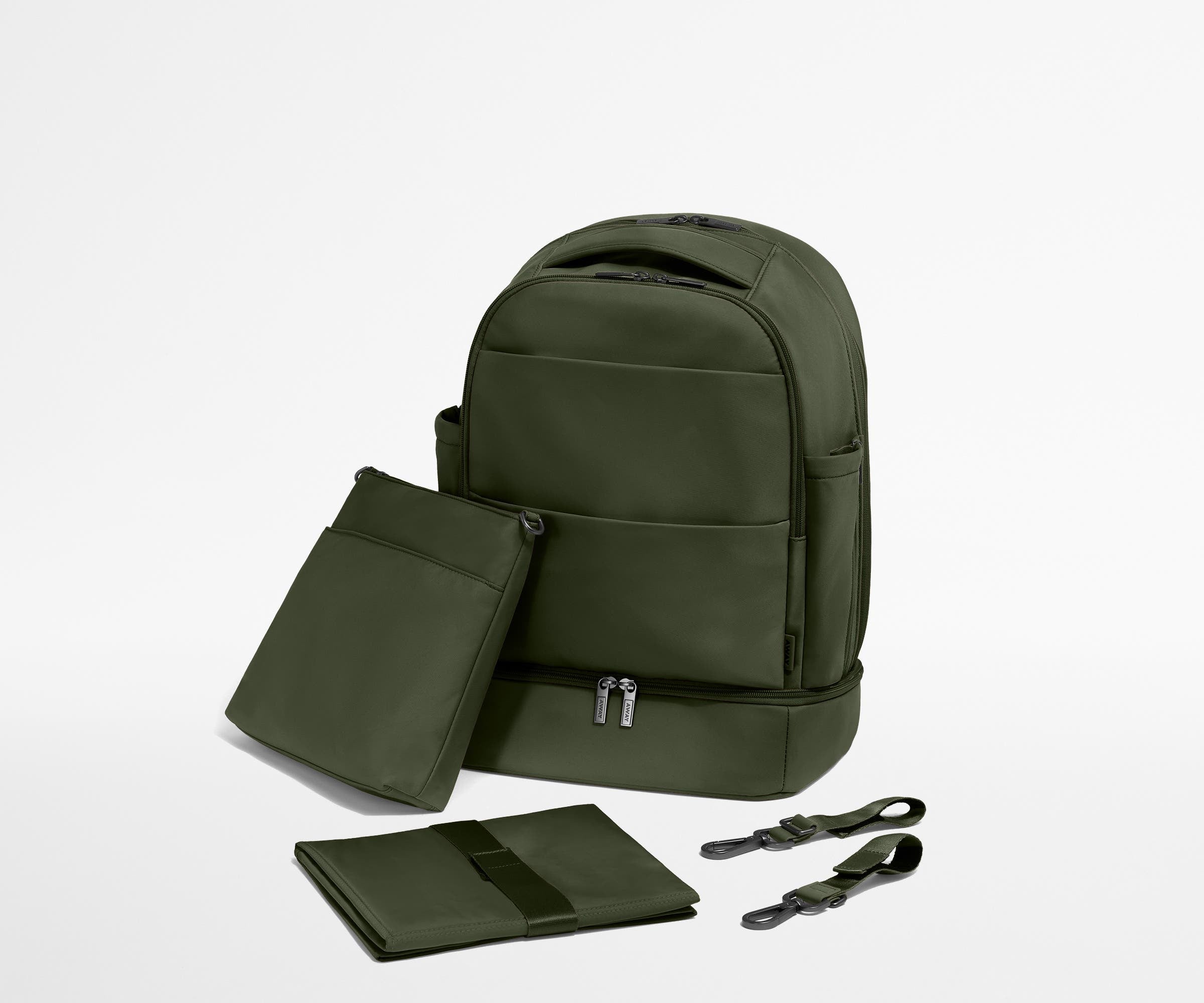 The Double Diaper Backpack in Olive Green