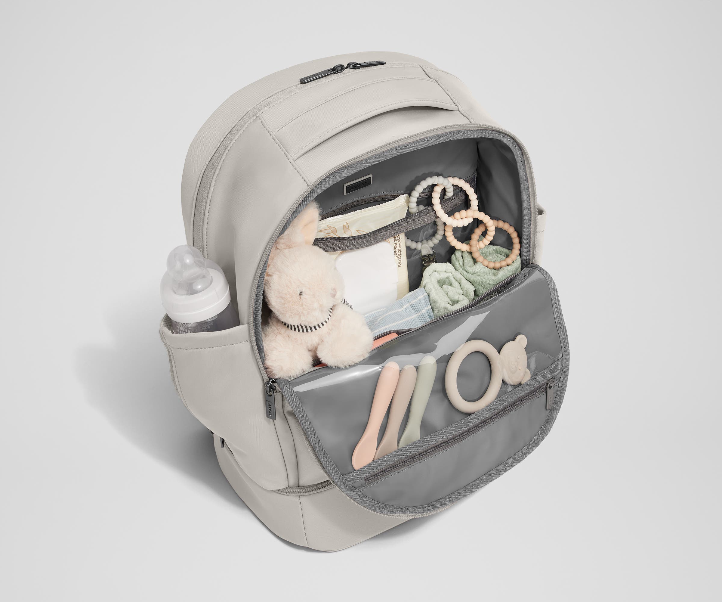 The Double Diaper Backpack in Cloud Gray