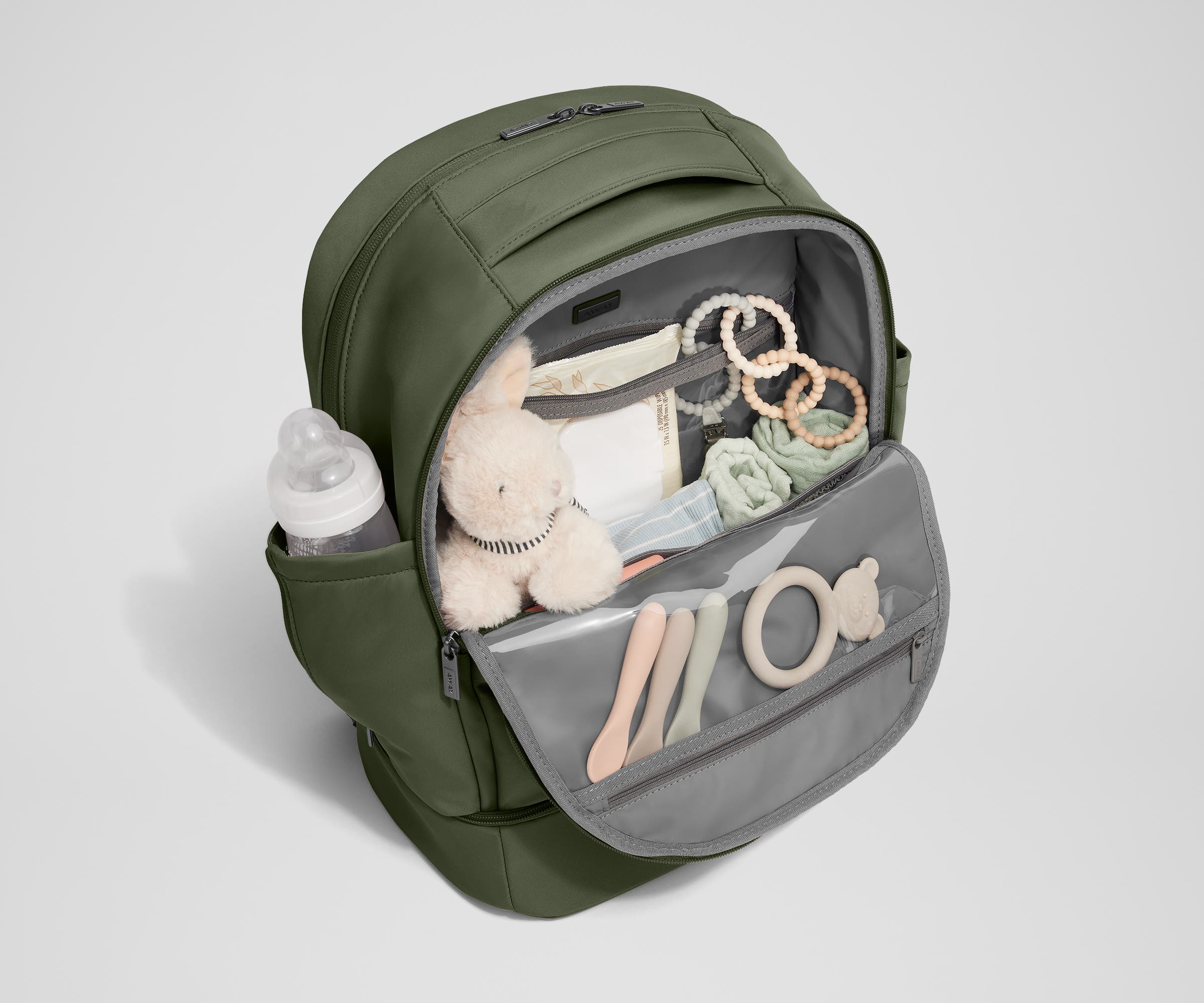 The Double Diaper Backpack in Olive Green