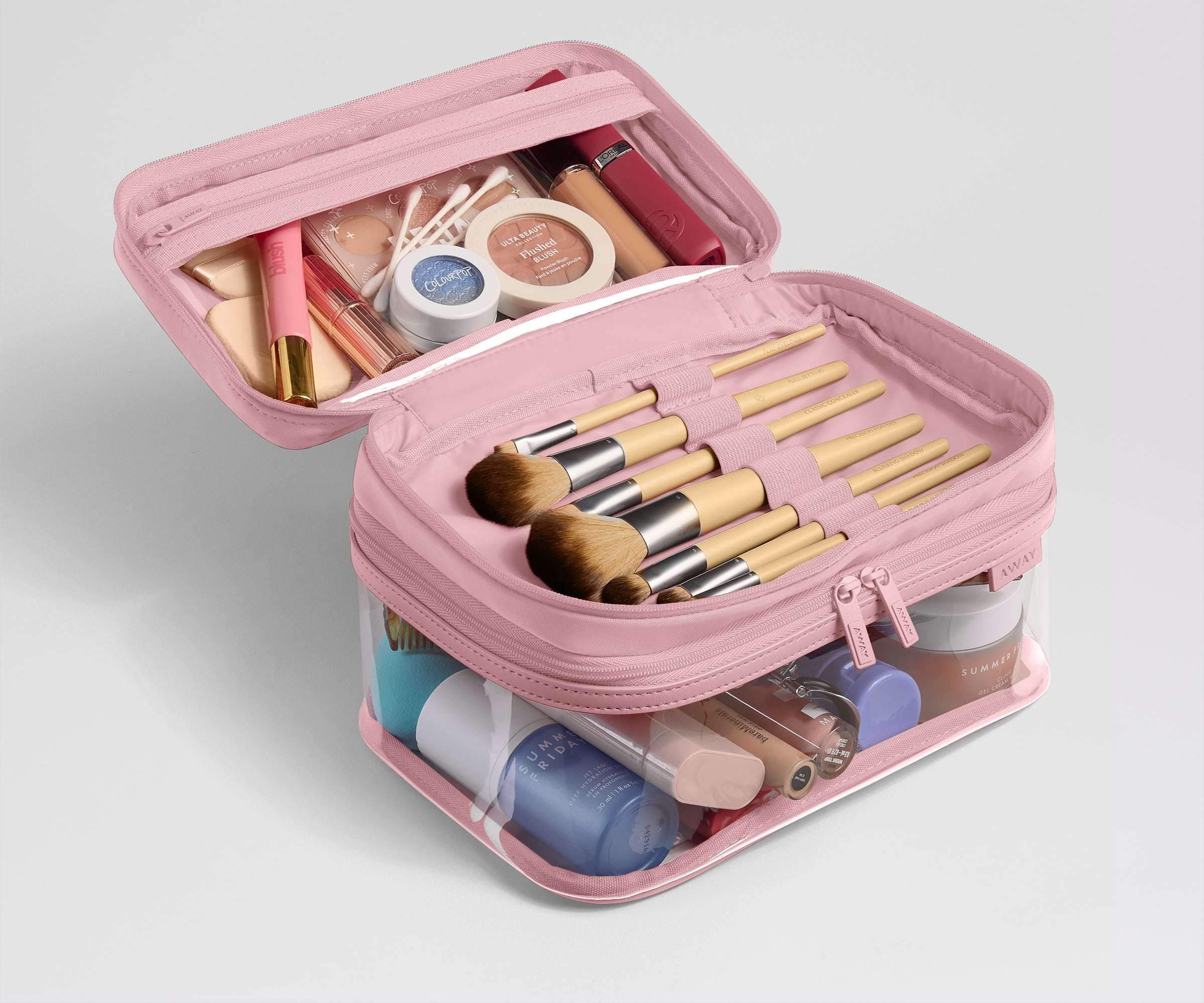 Clear Cosmetic Case in Blush Pink