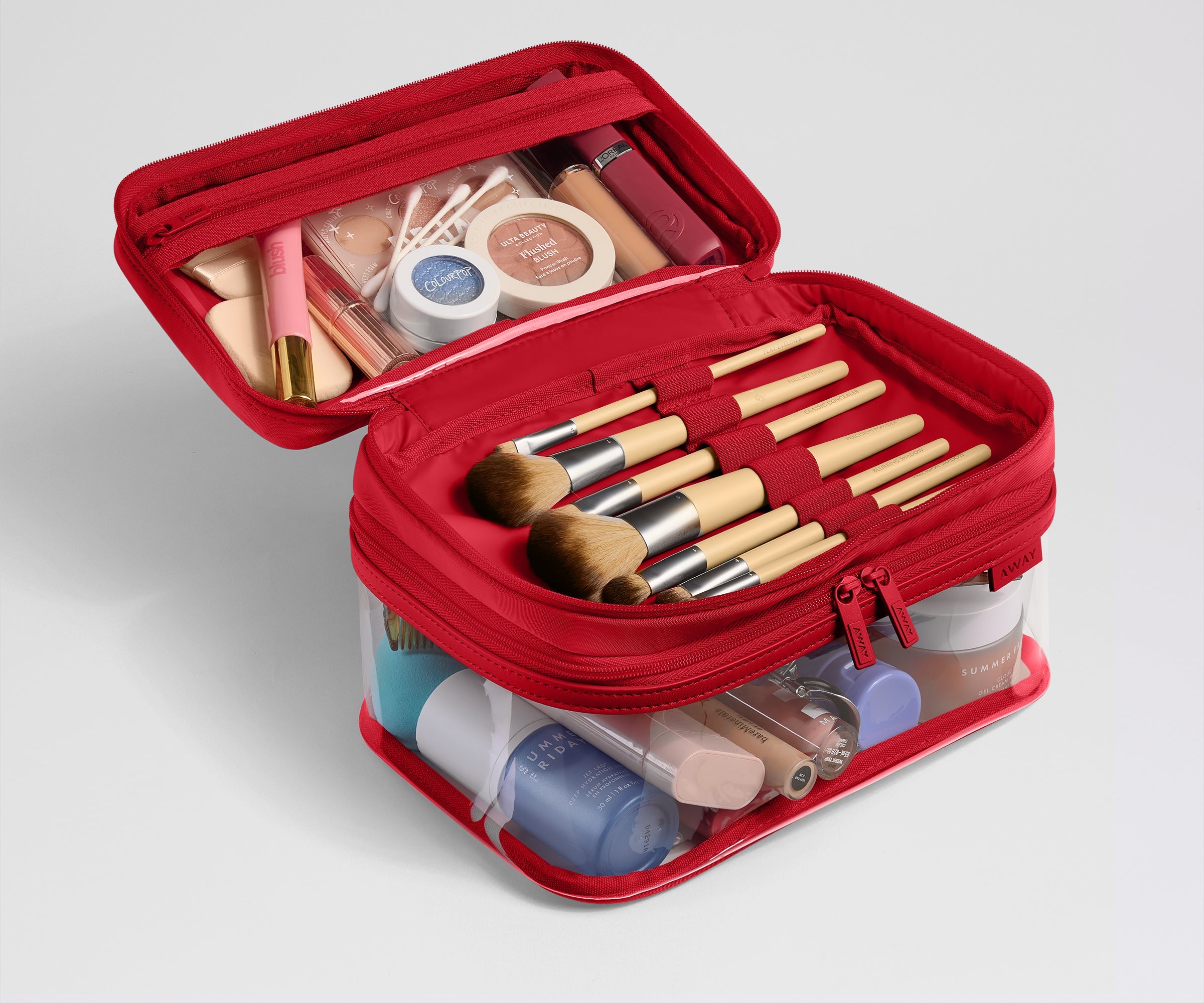 Clear Cosmetic Case in Cherry Red