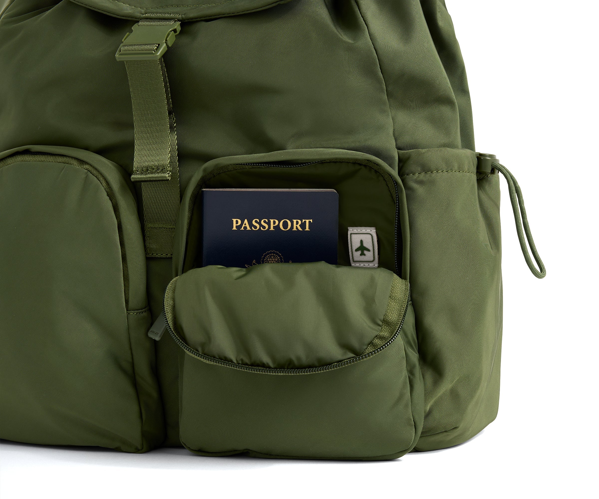 Featherlight Cargo Backpack in Olive Green