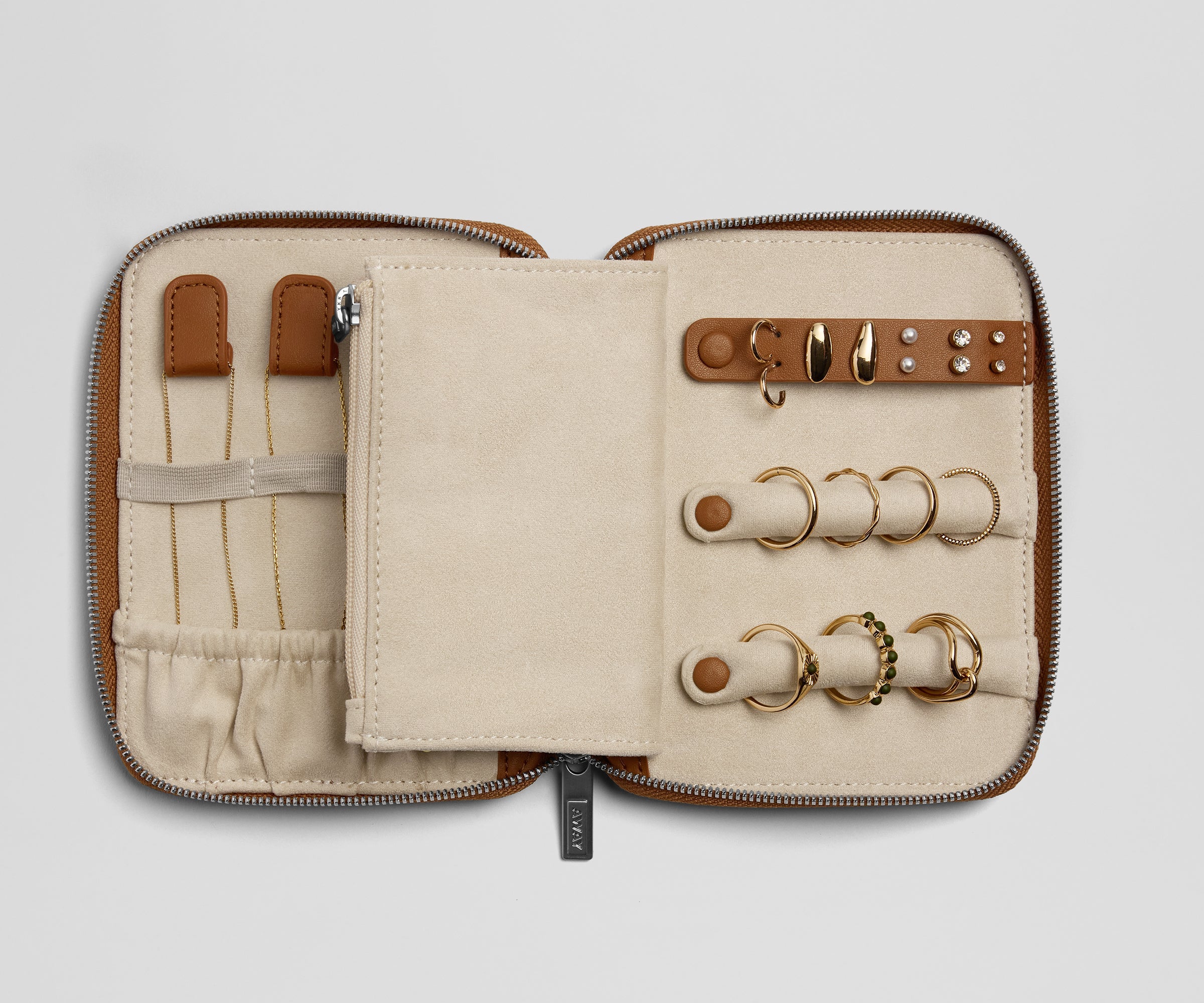 Slim Jewelry Organizer in Saddle Brown