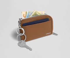 Zip Card Case in Saddle Brown