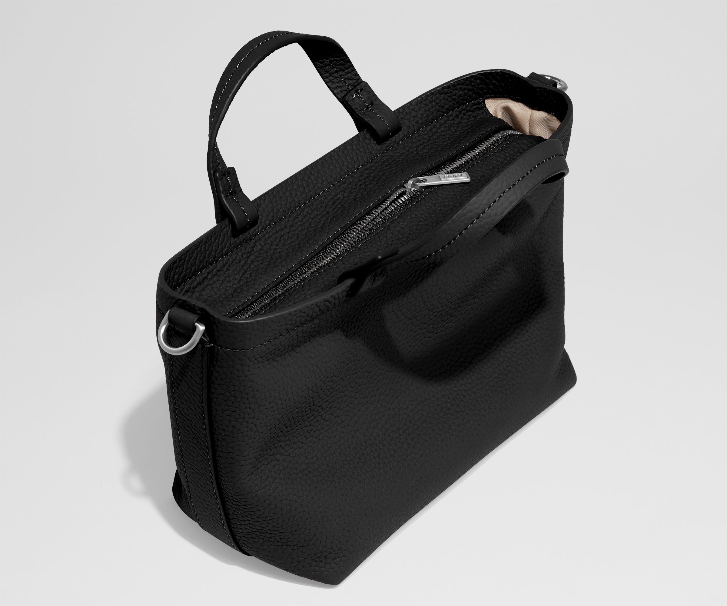 Leather Crossbody in Jet Black