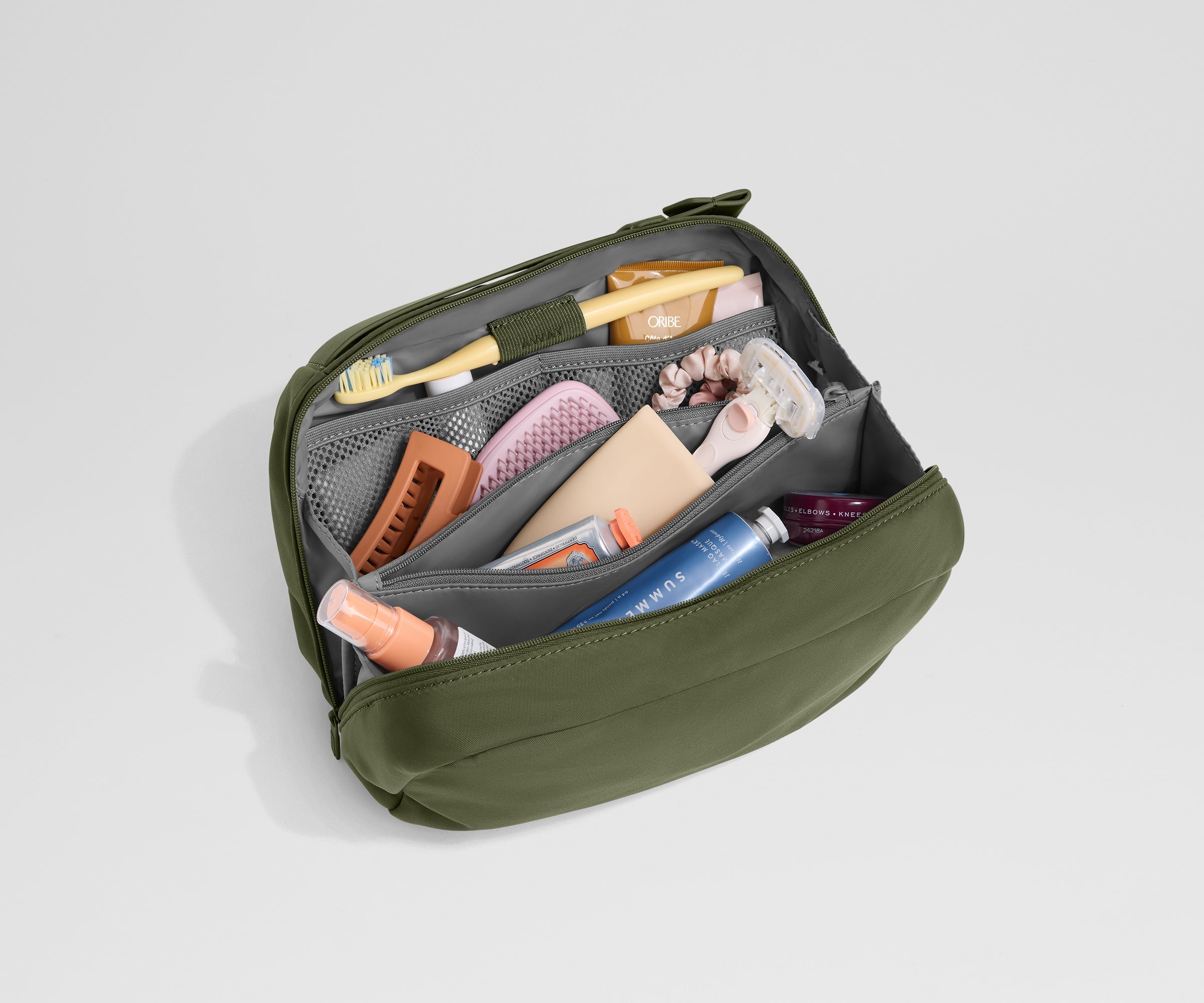 Large Toiletry Bag in Olive Green