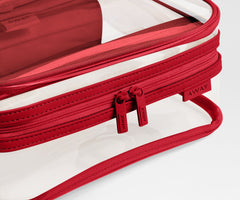 Clear Toiletry Bag in Cherry Red