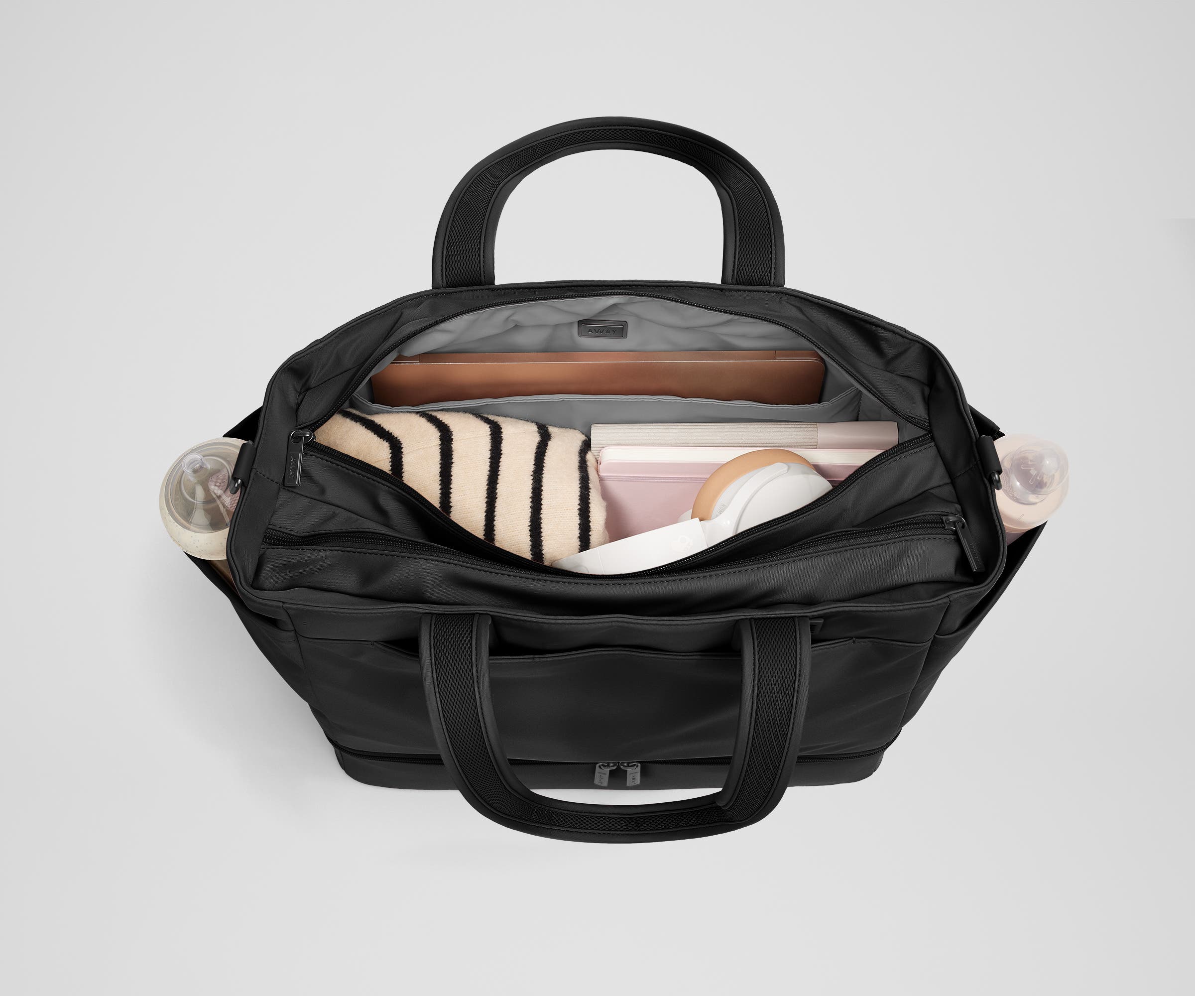 The Double Diaper Tote in Jet Black