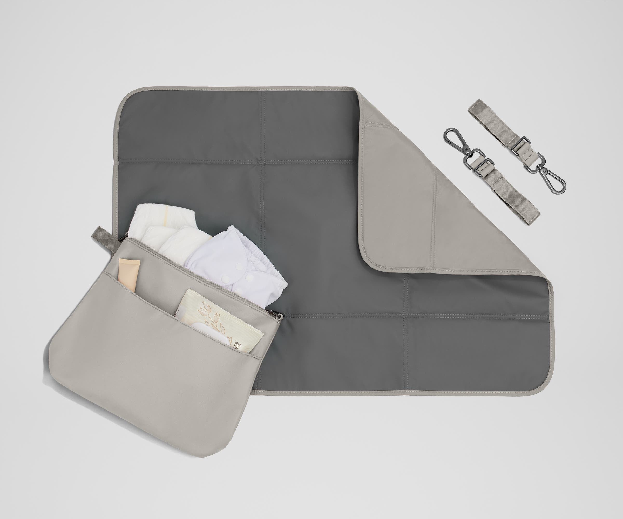 The Double Diaper Tote in Cloud Gray
