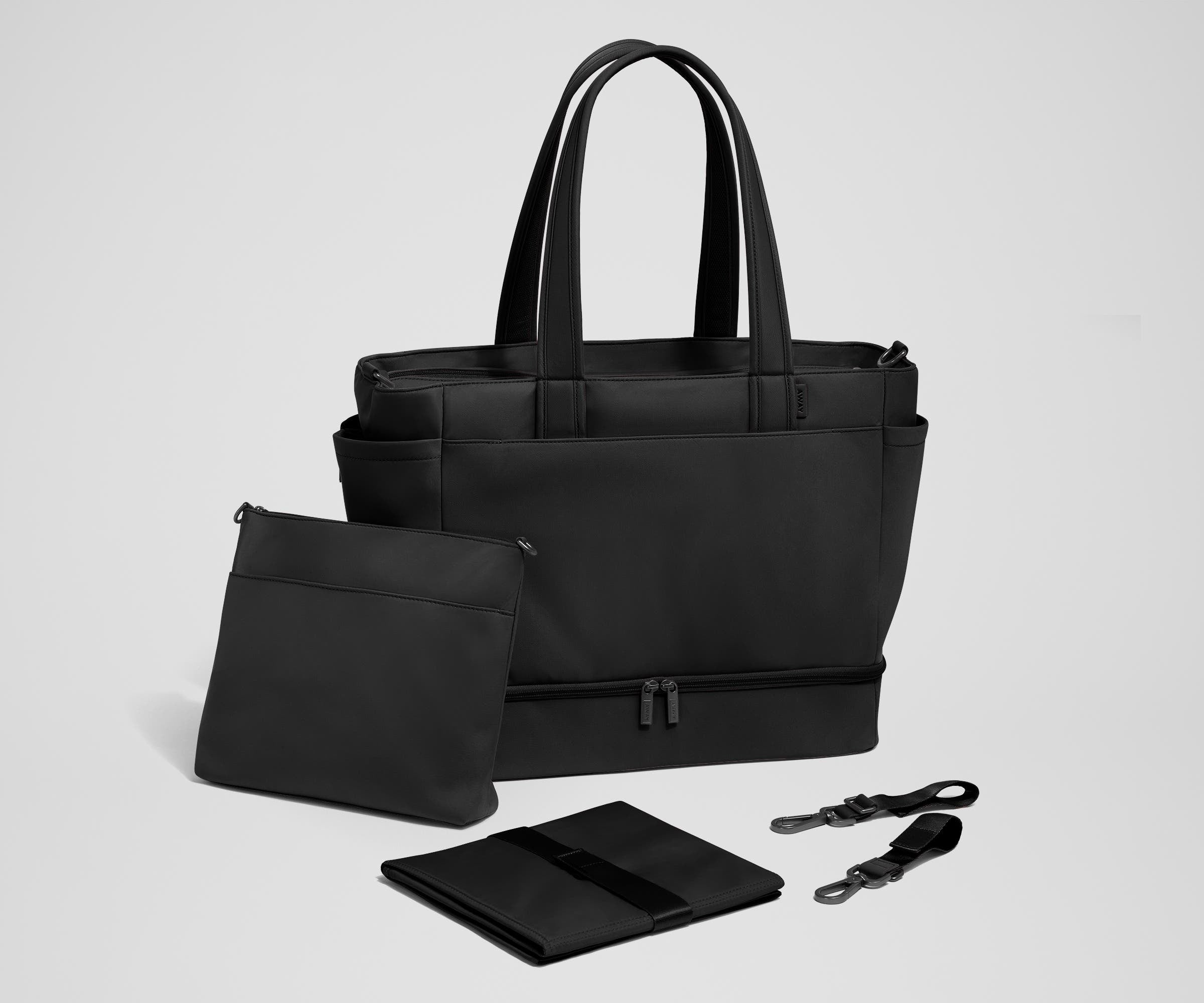 The Double Diaper Tote in Jet Black