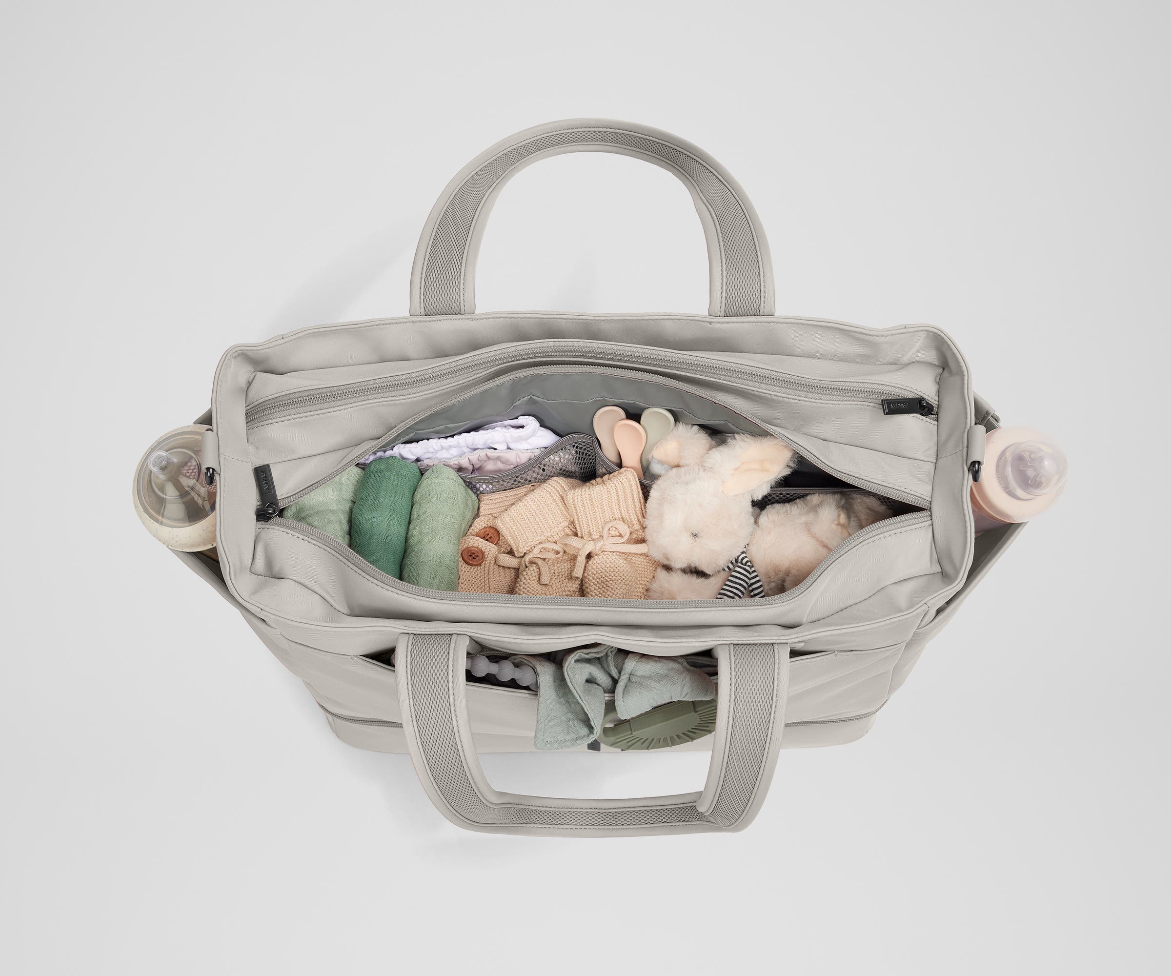 The Double Diaper Tote in Cloud Gray