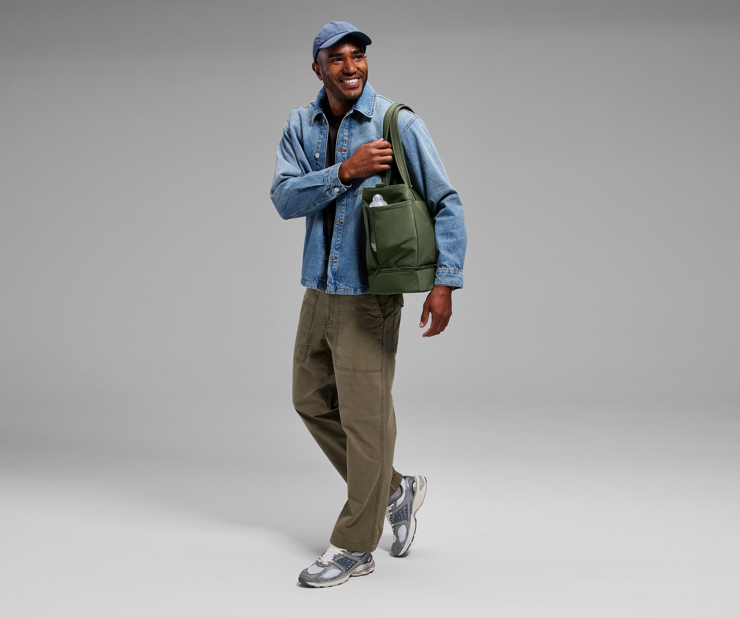 The Double Diaper Tote in Olive Green