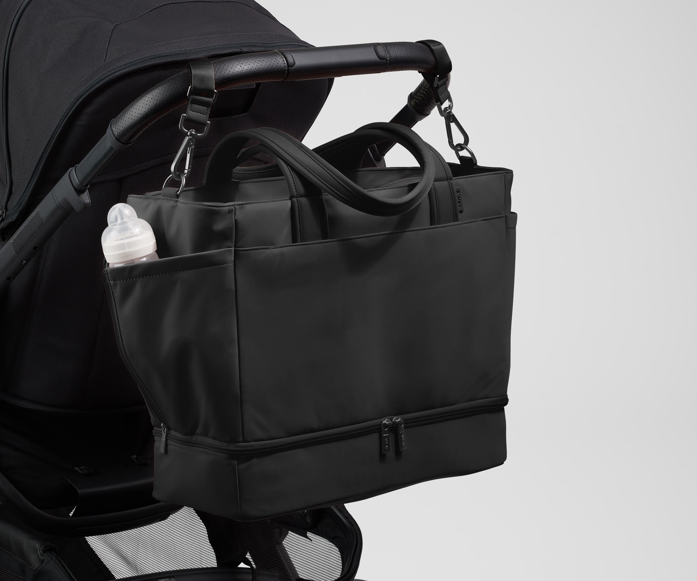 The Double Diaper Tote in Jet Black