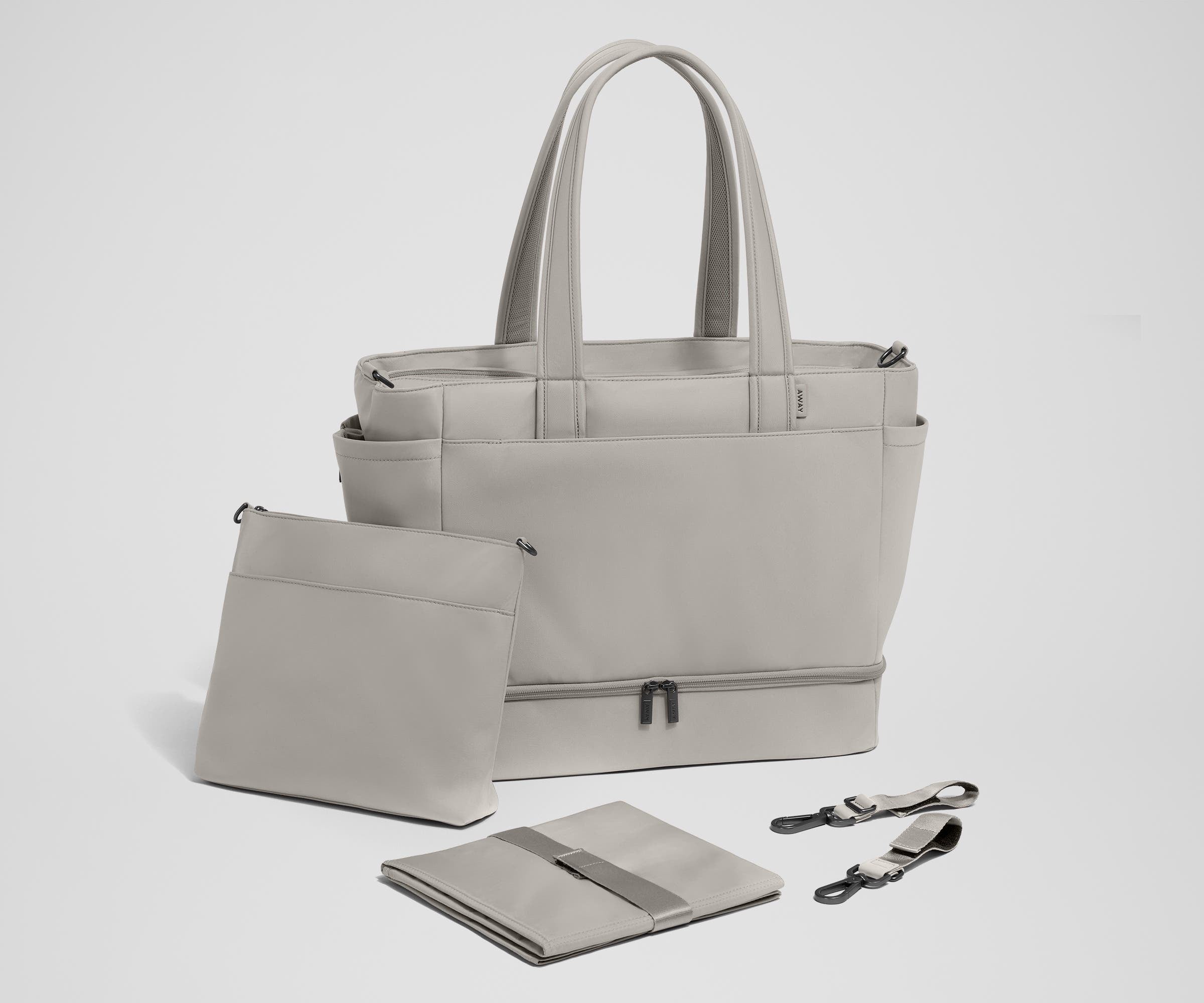 The Double Diaper Tote in Cloud Gray